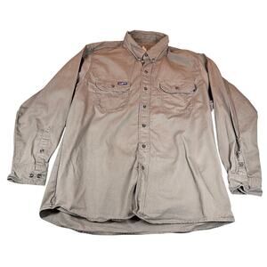 LAPCO FR Shirt Mens XL Grey Long Sleeve Button Up Workwear Top